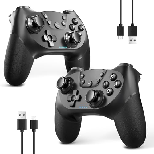 AceGamer 2pcs Wireless Controller für Switch/Lite/OLED, Controller für Switch Pro mit Weckfunktion mit einer Taste，Switch Pro Controller mit Doppel vibration/Turbo/Screenshot (Schwarz) von AceGamer
