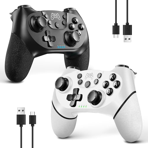 AceGamer 2pcs Wireless Controller für Switch/Lite/OLED, Controller für Switch Pro mit Weckfunktion mit einer Taste，Switch Pro Controller mit Doppel vibration/Turbo/Screenshot (Schwarz & Weiß) von AceGamer