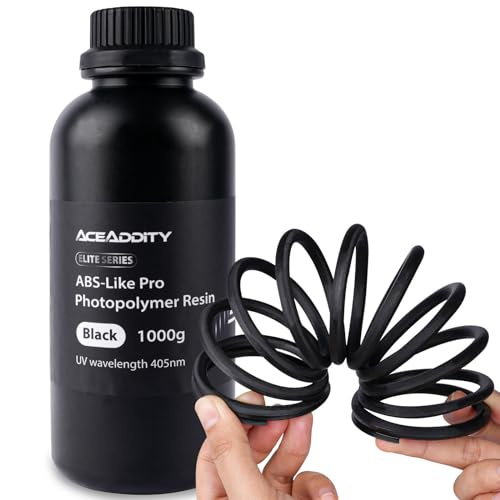 Aceaddity ABS-ähnliches Pro-Druckerharz – 405 nm UV-härtendes Standard-Photopolymerharz mit Härte und Zähigkeit für LCD/DLP/SLA 3D-Drucker, hohe Präzision und nicht spröde (Schwarz, 1kg) von Aceaddity
