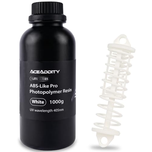 Aceaddity ABS-ähnliches Pro-Druckerharz – 405 nm UV-härtendes Standard-Photopolymerharz mit Härte und Zähigkeit für LCD/DLP/SLA 3D-Drucker, hohe Präzision und nicht spröde (Weiß, 1kg) von Aceaddity