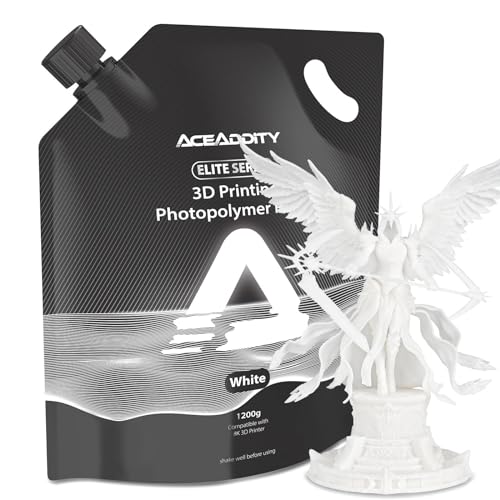 Aceaddity Elite Series 3D-Druckerharz, 405nm Photopolymerharz LCD/DLP UV-härtende Hochpräzise 3D-Druckflüssigkeit Kompatibel mit 8K 3D-Drucker (Weiß, 1200g) von Aceaddity