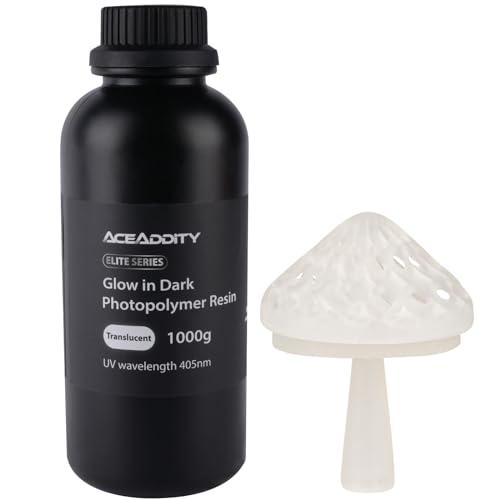 Aceaddity Glow In Dark Resin, Spezielles 3D-Druckerharz, Hochauflösendes 405nm UV-härtendes Photopolymer-Druckharz, Kompatibel Mit Den Meisten LCD/DLP/SLA 3D-Druckern, Durchscheinend 1KG von Aceaddity