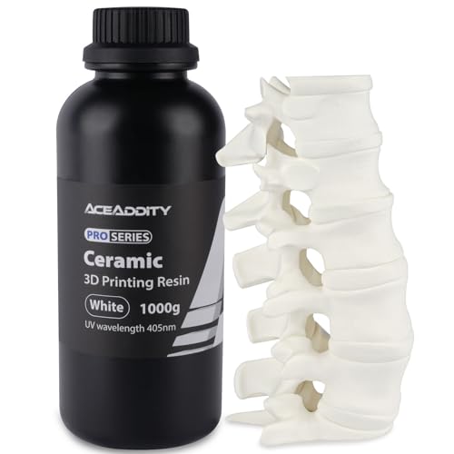 Aceaddity Keramik-3D-Druckerharz, 3D-Harz mit Keramikähnlicher Oberfläche, Photopolymer-Druckharz mit Geringer Schrumpfung, Hohe Präzision und Ausgezeichnete Temperaturbeständigkeit, Weiß, 1kg von Aceaddity