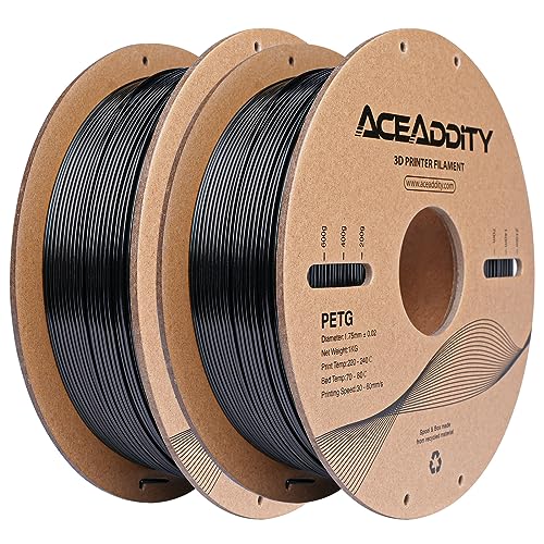 Aceaddity PETG-Filament, 1,75 mm 3D-Drucker-Filament, Maßgenauigkeit +/- 0,02 mm, 1 kg, 3D-Druck-Filament (2kg Schwarz) von Aceaddity
