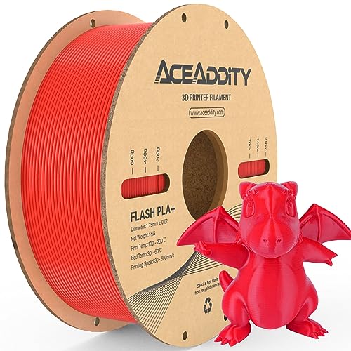 Aceaddity PLA+ Filament 1,75 mm Flash PLA High Speed 3D-Drucker-Filament, Maßgenauigkeit +/- 0,02 mm, 1 kg Kartonspule, 3D-Druck-Filament, passend für die meisten FDM-3D-Drucker (1kg Rot) von Aceaddity