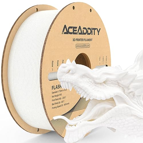 Aceaddity PLA+ Filament 1,75 mm Flash PLA High Speed 3D-Drucker-Filament, Maßgenauigkeit +/- 0,02 mm, 1 kg Kartonspule, 3D-Druck-Filament, passend für die meisten FDM-3D-Drucker (1kg Weiß) von Aceaddity