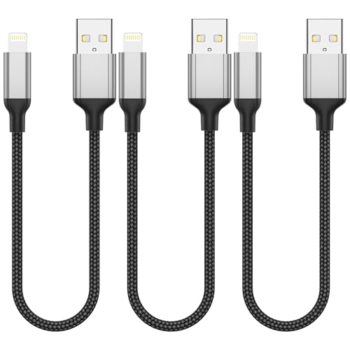 Acecene 30cm USB auf Lightning Kabel Kurz, 3 Pack MFi Zertifiziert USB iPhone Ladekable Schnellladekabel Carplay Kabel kompatibel für iPhone 14 13 12 11 Pro Max X XS XR 8 7 6 Plus Mini SE - Schwarz von Acecene