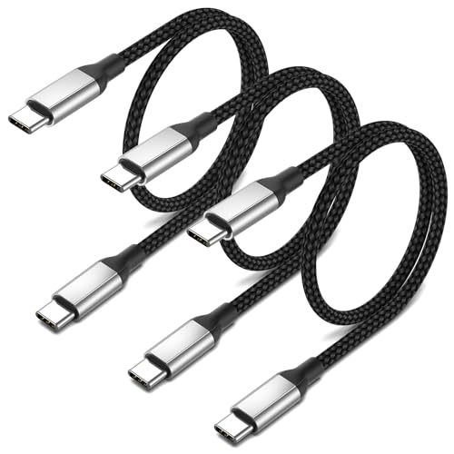 USB C auf USB C Kabel 30cm, 3 Stück PD 60W Kurzes USB C Kabel Schnellladekabel Nylon Ladekabel Typ c Datenkabel für iPhone 15 Pro Max Huawei Samsung Galaxy Xiaomi Google Switch (USB 2.0) - Schwarz von Acecene