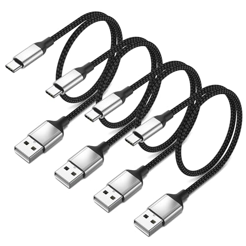 USB auf USB C Kabel Kurz 30cm, 4 Pack USB Kabel Typ C Ladekabel USB C Schnellladekabel und Datenkabel für Samsung Galaxy Xiaomi Huawei Mate 50 40 30 Pro Oneplus Android Auto - Schwarz von Acecene