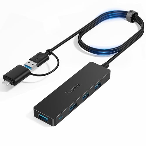 Aceele USB 3.0/ USB C Hub mit verlängertem 120cm Kabel, Ultra dünn USB Hub auf 4 USB 3.0 verlängerung, kompatibel mit Desktop-Computer, MacBook Pro/Air, iMac,Surface Pro,PS 4 und weiteren Laptops von Aceele