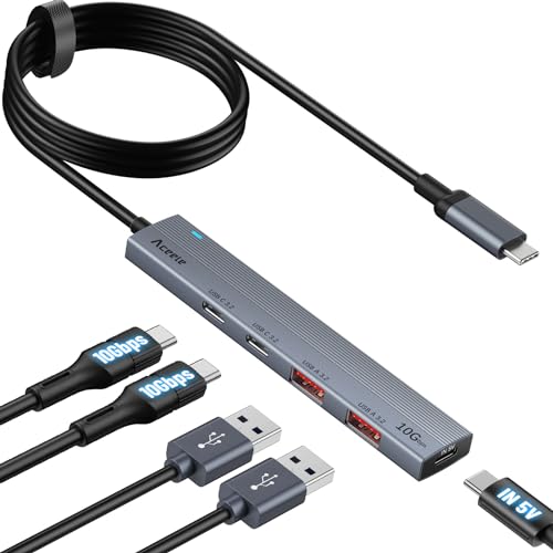 Aceele USB 3.2 Gen 2 Hub mit 2 USB-A-Anschlüssen und 2 USB-C-Anschlüssen, USB 3.2 Datenhub mit 100 cm Kabel, geeignet für Laptops, Desktops PC, Xbox und Mac usw von Aceele