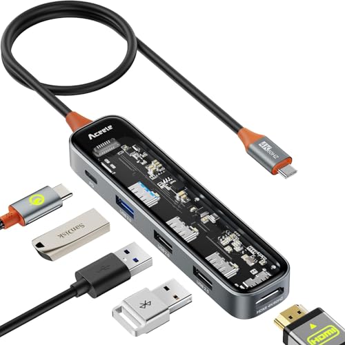 Aceele USB C Hub, 5 in 1 USB C Adapter mit 4K HDMI Ausgang, 1 USB 3.0 und 2 USB 2.0 Anschlüsse, kompatibel für MacBook Pro/Air, Laptop und mehr Typ-C-Geräte(PD 100W) von Aceele