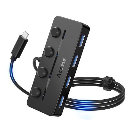 Aceele USB HUB C, 4-Port USB Hub 3.0 mit Unabhängigem Netzschalter, mit 5V/3A Stromanschluss, Hub mit Mehreren USB-Ports, 100 cm Langes USB-C-Kabel Aceele USB HUB C, 4-Port USB Hub 3.0 mit Unabhängigem Netzschalter, mit 5V/3A Stromanschluss, Hub mit Mehreren USB-Ports, 100 cm Langes USB-C-Kabel von Aceele