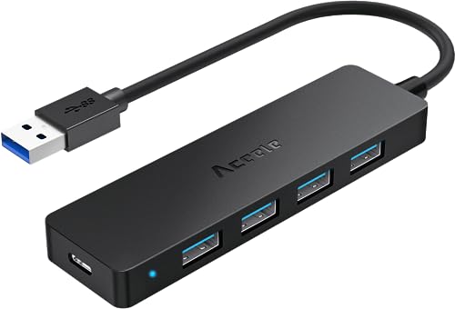 Aceele USB Hub 3.0, USB Verteiler mit 4-Port USB Ultra Slim Extra Leicht Portable Datanhub, für MacBook Pro/Air/Mini, iMac, Notebook PC, Laptop, HDD Mobile Festplatte von Aceele