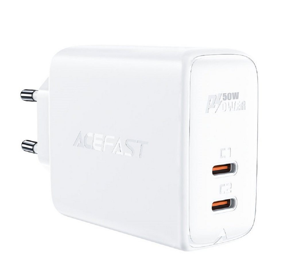 Acefast 50W 2x USB-C Ladegerät Ladegerät GaN USB Typ C 50W, Adapter Smartphone-Ladegerät Acefast 50W 2x USB-C Ladegerät Ladegerät GaN USB Typ C 50W, Adapter Smartphone-Ladegerät von Acefast