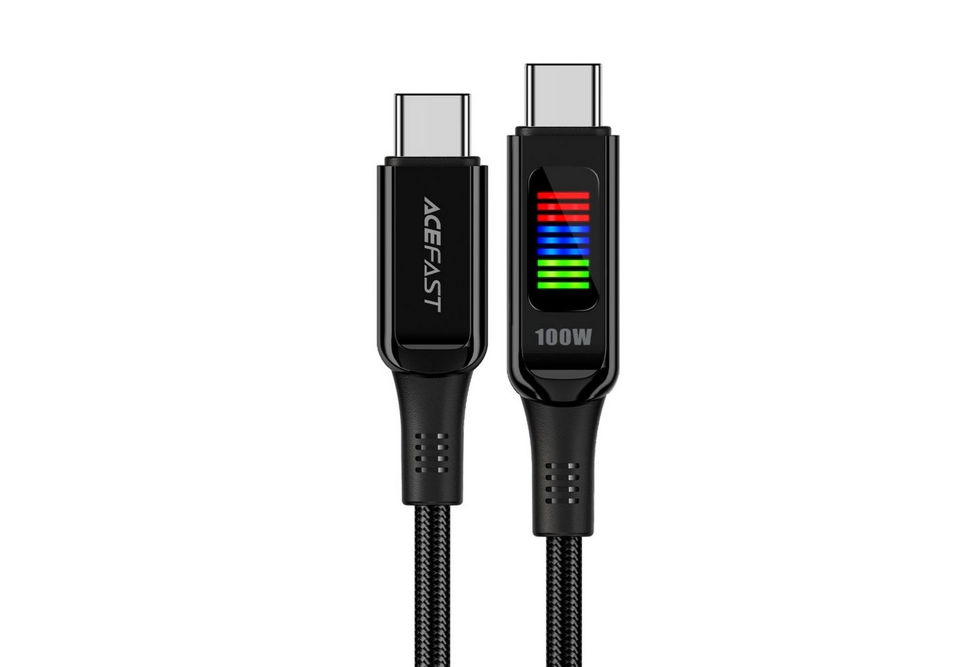 Acefast C7-03 USB-C USB-C 100 W 1,2 m Kabel mit Display – Schwarz USB-Kabel, (120 cm) von Acefast
