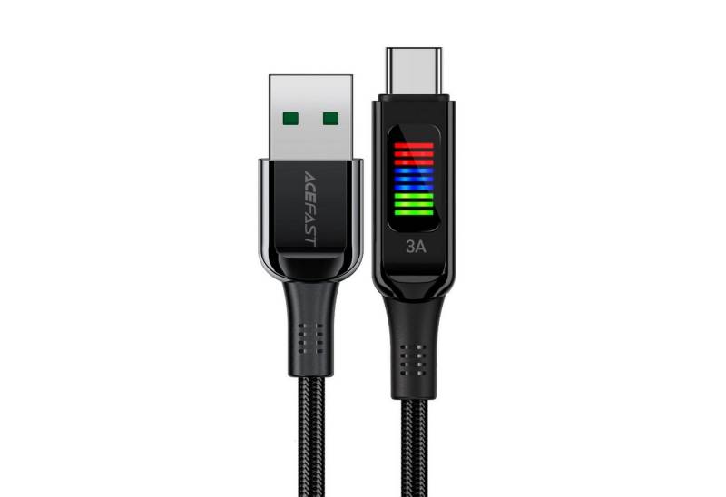 Acefast C7-04 Ladekabel USB-A USB-C 60 W 1,2 m Kabel mit Display – Schwarz Smartphone-Kabel von Acefast