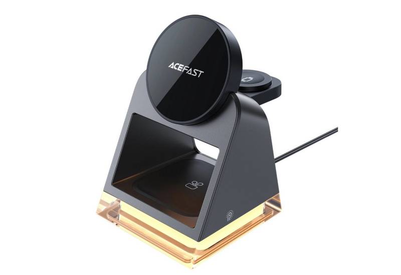 Acefast E17 MagSafe 3in1 induktives Ladegerät + USB-A USB-C-Kabel – Schwarz Induktions-Ladegerät von Acefast