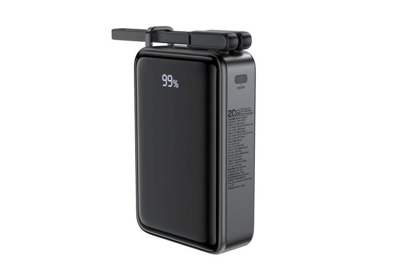 Acefast M4 Externer Akku PD 67W 20000mAh mit integriertem Kabel - Schwarz Powerbank von Acefast