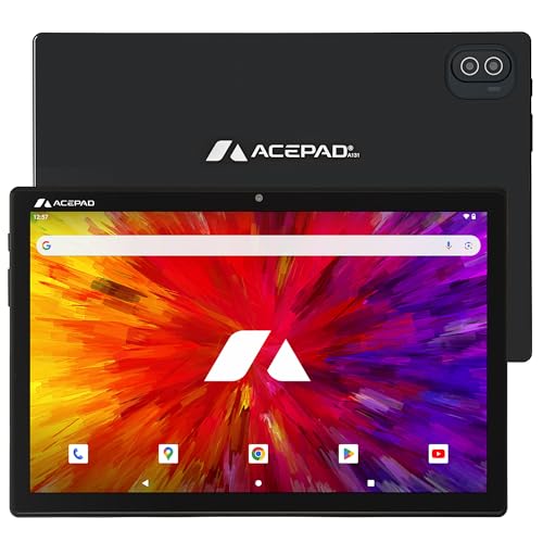 Acepad A131 Tablet, 10,1 Zoll, 128 GB, 14 (6+8) GB RAM, Android, 4G (LTE), Performance T616 Octa-Core Prozessor, Dual-SIM, 10", Dual Wi-Fi, BT5, Markenqualität (Schwarz) von Acepad