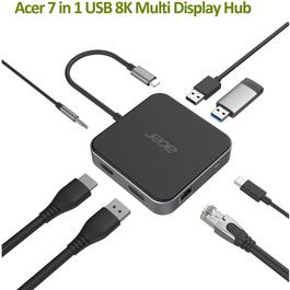 ACER 7in1 USB4 8k Multi Display Hub 1xHDMI/1xDP/2xUSB3.2/USB-C/RJ45/Audi (HP.DSCAB.013) von Acer