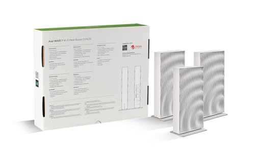 ACER - Set mit 3 Mesh-Routern WiFi Connect W7, WiFi 7 bis zu 6,4 Gbit/s, Netzsystem, MLO, unterstützt 6 GHz/5 GHz/2,4 GHz und 320 MHz, mehrere Ethernet-Ports ACER - Set mit 3 Mesh-Routern WiFi Connect W7, WiFi 7 bis zu 6,4 Gbit/s, Netzsystem, MLO, unterstützt 6 GHz/5 GHz/2,4 GHz und 320 MHz, mehrere Ethernet-Ports von acer