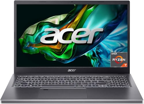 Acer Aspire 5 (A515-48M-R3AE) Laptop | 15, 6" FHD Display | AMD Ryzen 7 7730U | 16 GB RAM | 1 TB SSD | AMD Radeon Grafik | Windows 11 | QWERTZ Tastatur | grau von Acer