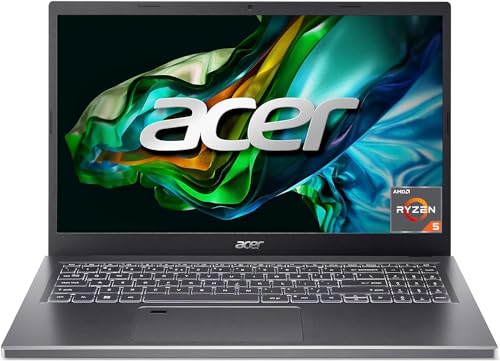 Acer Aspire 5 (A515-48M-R9J8) Laptop | 15, 6" FHD Display | AMD Ryzen 5 7530U | 16 GB RAM | 1 TB SSD | AMD Radeon Grafik | Windows 11 | QWERTZ Tastatur | grau von Acer