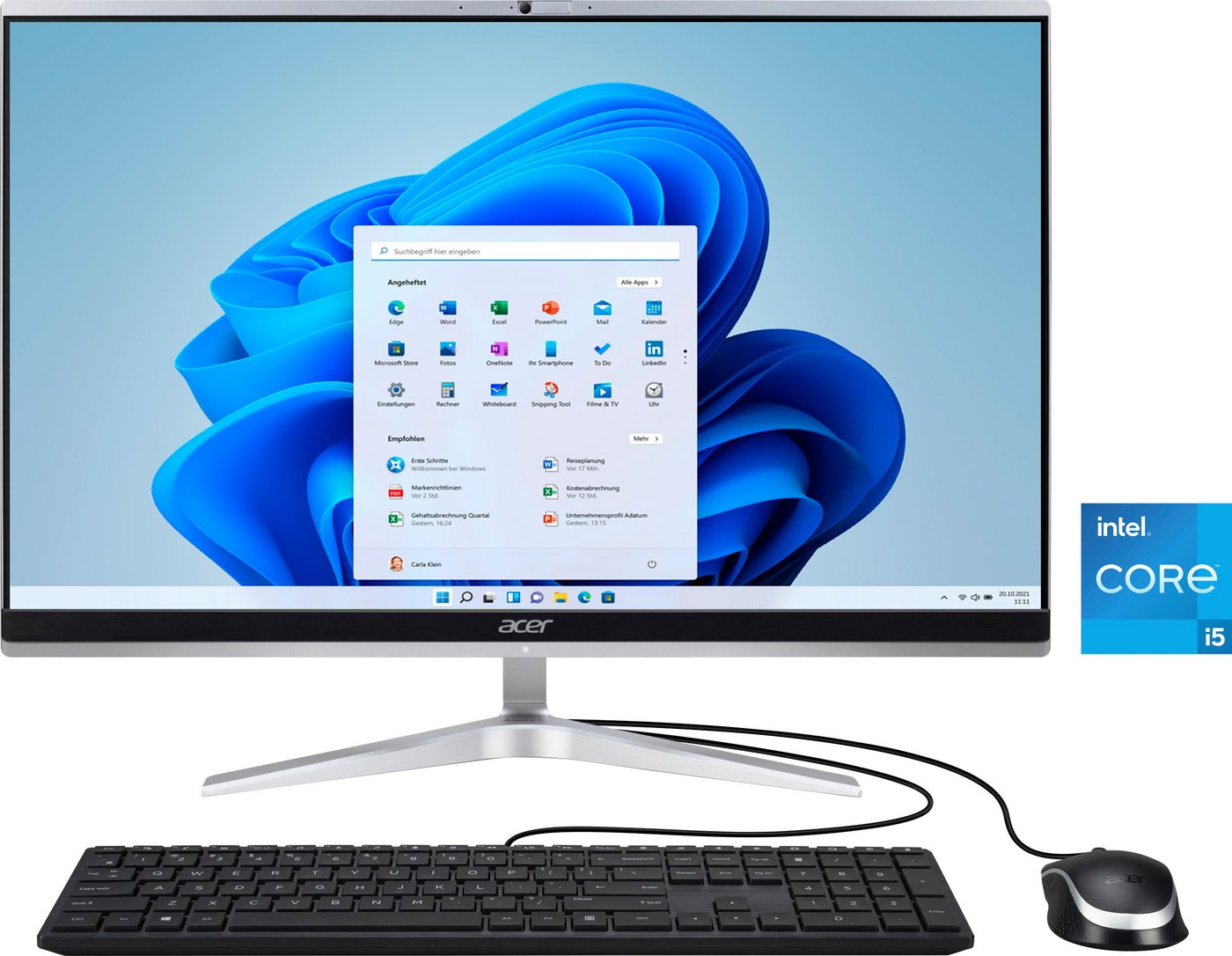 Acer Aspire C24-1650 All-in-One PC (23,8 Zoll, Intel® Core i5 1135G7, Iris Xe Graphics, 8 GB RAM, 512 GB SSD, Luftkühlung) von Acer