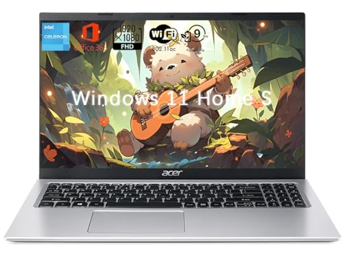 Acer Aspire Laptop, 15,6 Zoll FHD Display, Celeron N4500 Prozessor, 8 GB RAM, 256 SSD, WiFi 5, Microsoft 365 Personal 1-Jahres-Abonnement, Windows 11 im S-Modus, Silber von Acer
