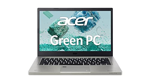 Acer Aspire Vero (AV14-51-79KC) Green Laptop | 14" FHD Display | Intel Core i7-1255U | 16 GB RAM | 512 GB SSD | Intel Iris Xe Grafik | Windows 11 | QWERTZ Tastatur | grau von Acer