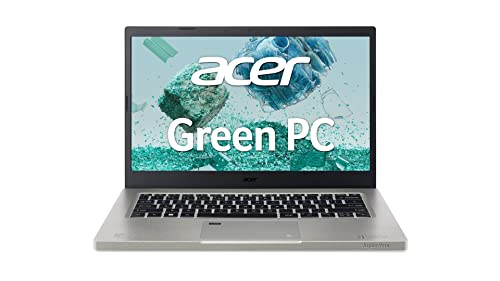 Acer Aspire Vero (AV14-51-79KC) Green Laptop | 14" FHD Display | Intel Core i7-1255U | 16 GB RAM | 512 GB SSD | Intel Iris Xe Grafik | Windows 11 | QWERTZ Tastatur | grau von acer