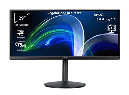 Acer CB292CUbmiipruzx FreeSync 29" IPS Full HD Display 75Hz 1ms 21:9 HDMI 2.0 DP 1.4 USB 3.1 Type-C USB 3.0 integrierte Lautsprecher Höhenverstellung HDMI-Kabel, DP, Ty. pe-C, USB3.0, Schwarz von Acer