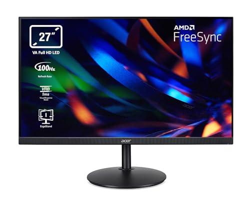 Acer CBA272H Monitor 27 Zoll (69 cm Bildschirm) Full HD, 100Hz HDMI, 75Hz VGA, 4ms (GTG), HDMI 1.4, VGA, höhenverstellbar, drehbar, FreeSync, Schwarz von Acer