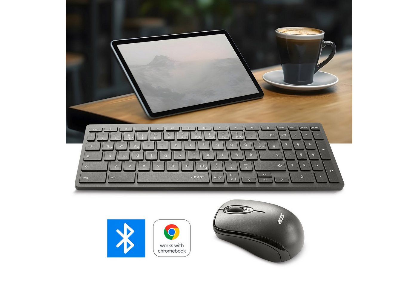 Acer Chrome Combo Set KM501 - Kompaktes Universal Bluetooth 5.2 Tastatur- und Maus-Set, Certified by Works With Chromebook von Acer