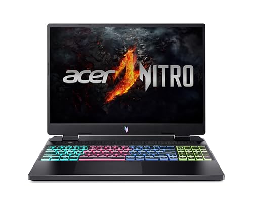 Acer Nitro 16 (AN16-41-R18L) Gaming Laptop | 16" WUXGA 165Hz Display | AMD Ryzen 7 7840HS | 16 GB RAM | 1 TB SSD | NVIDIA GeForce RTX 4060 | Windows 11 | QWERTZ Tastatur | schwarz von Acer