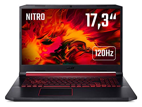 Acer Nitro 5 (AN517-51-764G) 43,9 cm (17,3 Zoll Full HD IPS 120 Hz matt) Gaming Laptop (Intel Core i7-9750H, 16 GB RAM, 512 GB PCIe SSD, NVIDIA GeForce RTX 2060, Win 10 Home) schwarz/rot von Acer