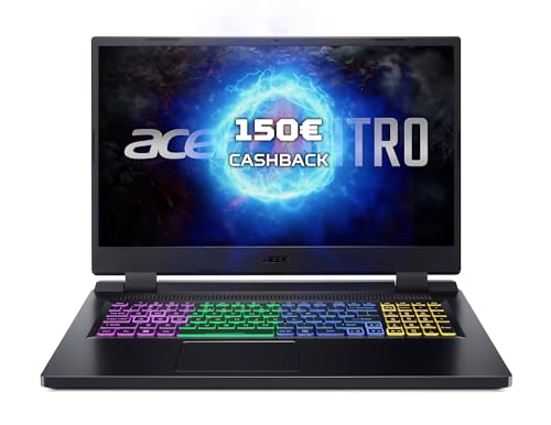 Acer Nitro 5 (AN517-55-7656) Gaming Laptop | 17,3" FHD 144Hz Display | Intel Core i7-12700H | 16 GB RAM | 512 GB SSD | NVIDIA GeForce RTX 4050 | Windows 11 | QWERTZ Tastatur | schwarz von Acer