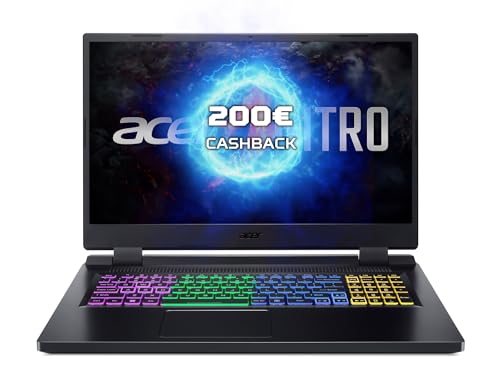 Acer Nitro 5 (AN517-55-770Z) Gaming Laptop | 17, 3" FHD 144Hz Display | Intel Core i7-12700H | 16 GB RAM | 1 TB SSD | NVIDIA GeForce RTX 4060 | Windows 11 | QWERTZ Tastatur | schwarz von Acer