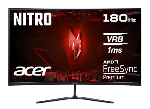 Acer Nitro ED320QR S3 Gaming Monitor 31,5 Zoll (80 cm Bildschirm) Full HD, 180Hz, 1ms(VRB), 2xHDMI 2.0, DP 1.4, Curved, DP/HDMI FreeSync Premium, Schwarz von acer