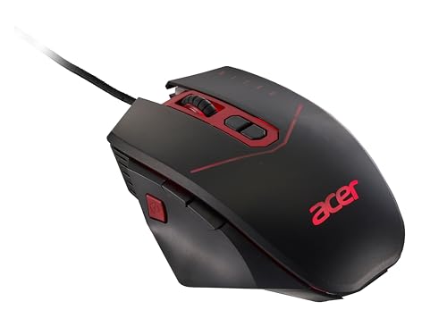 Acer Nitro Gaming Maus (4.200 DPI, anpassbar mit Vier Stufen und acht Tasten inkl. Burst Fire, LED Beleuchtung, optionale Gewichte (4x5g)) rot/schwarz von Acer