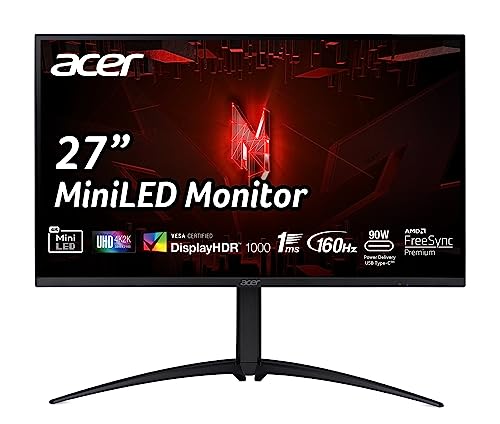 Acer Nitro XV275KP3 Gaming Monitor 27 Zoll (69 cm Bildschirm) 4K (UHD), 160Hz DP/Type-C, 144Hz HDMI, 1ms (GTG), 2xHDMI 2.1, DP 1.4, höhenverstellbar, drehbar, DP/HDMI FreeSync Premium von Acer