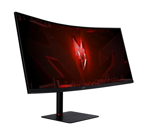 Acer Nitro XV345CURV3 Gaming Monitor 34 Inch (86 cm Screen) QHD, 180Hz DP/TypeC, 100Hz HDMI, 1ms / 0.5ms (GTG, Min.), HDMI 2.0, DP 1.4, Curved, Height-Adjustable, FreeSync Premium von Acer