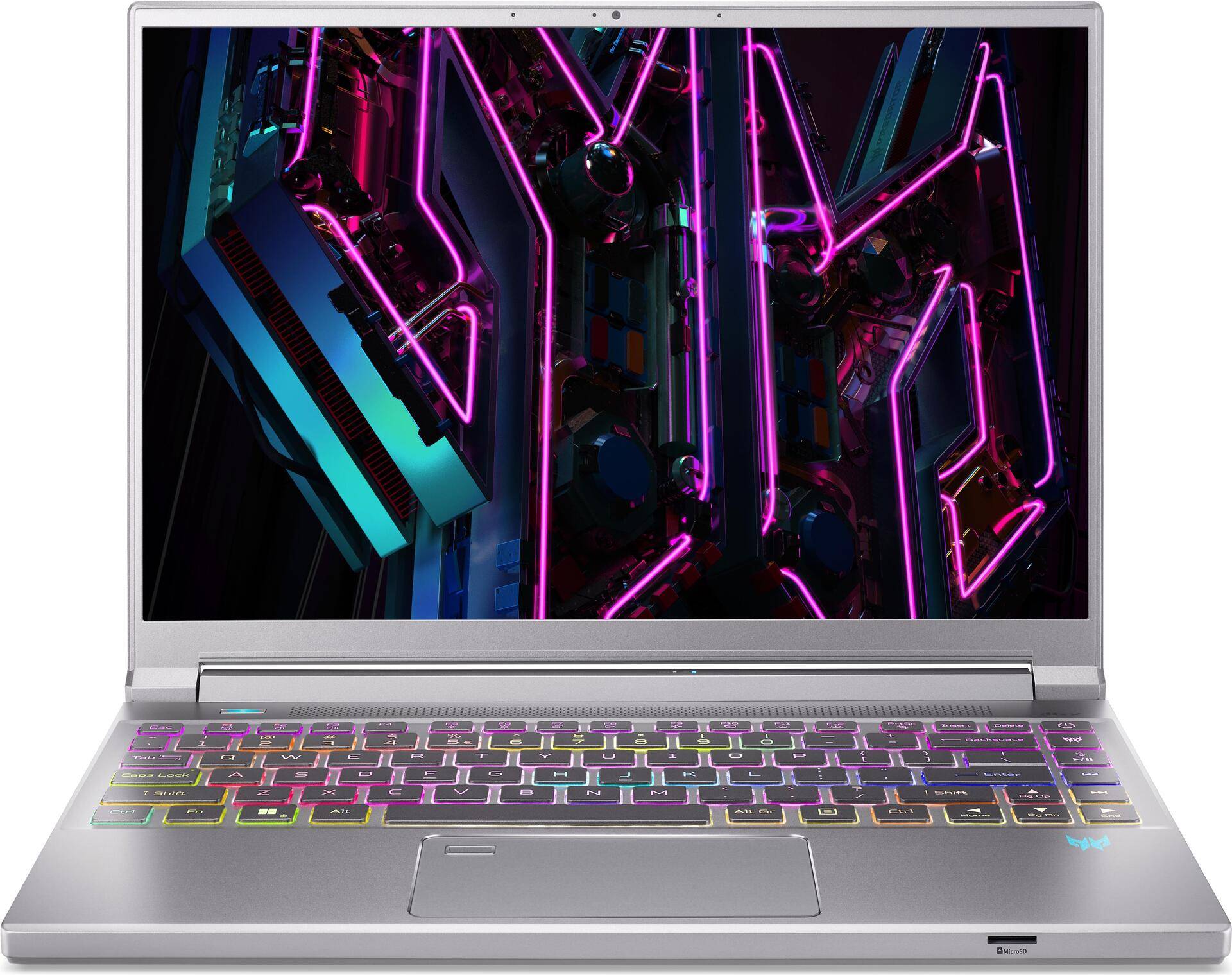 Acer Predator Triton 14 PT14-51 - Intel Core i7 13700H - Win 11 Home - GeForce RTX 4070 - 32 GB RAM - 512 GB SSD - 35.6 cm (14) IPS 2560 x 1600 (WQXGA) @ 250 Hz - 802.11a/b/g/n/ac/ax (Wi-Fi 6E) - glitzernd silberfarben - kbd: Deutsch (NH.QLQEG.009) von Acer