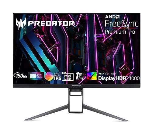 Acer Predator X32FP Gaming Monitor 32 Zoll (81 cm Bildschirm) 4K (UHD), 160Hz, 1ms(G2G), 4xHDMI 2.1, DP 1.4, höhenverstellbar, FreeSync Premium Pro, Schwarz von Acer