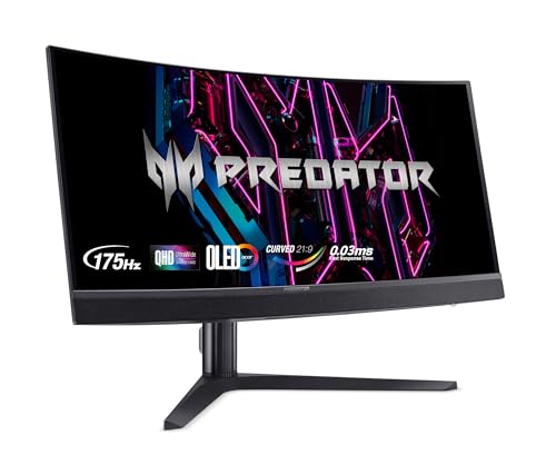 Predator X Series, X34V, OLED Curved Gaming Monitor, 34" UW-QHD, AMD FreeSync Premium von acer