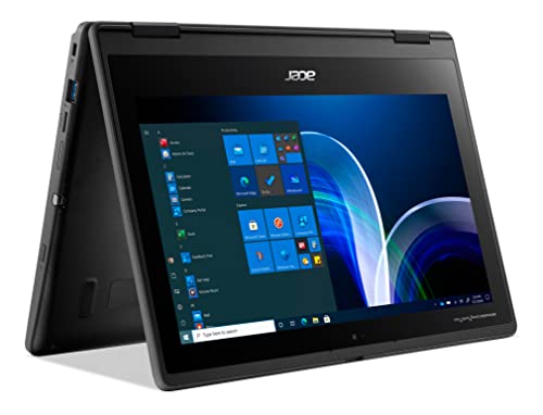 Acer TravelMate Spin B3 (TMB311RNA-32-P9NX) Schüler Convertible Notebook | 11 Zoll FHD Touch-Display | Intel Pentium N6000 | 8 GB RAM | 128 GB SSD | Intel UHD | Windows 10 PRO (EDU) | QWERTZ Tastatur von Acer