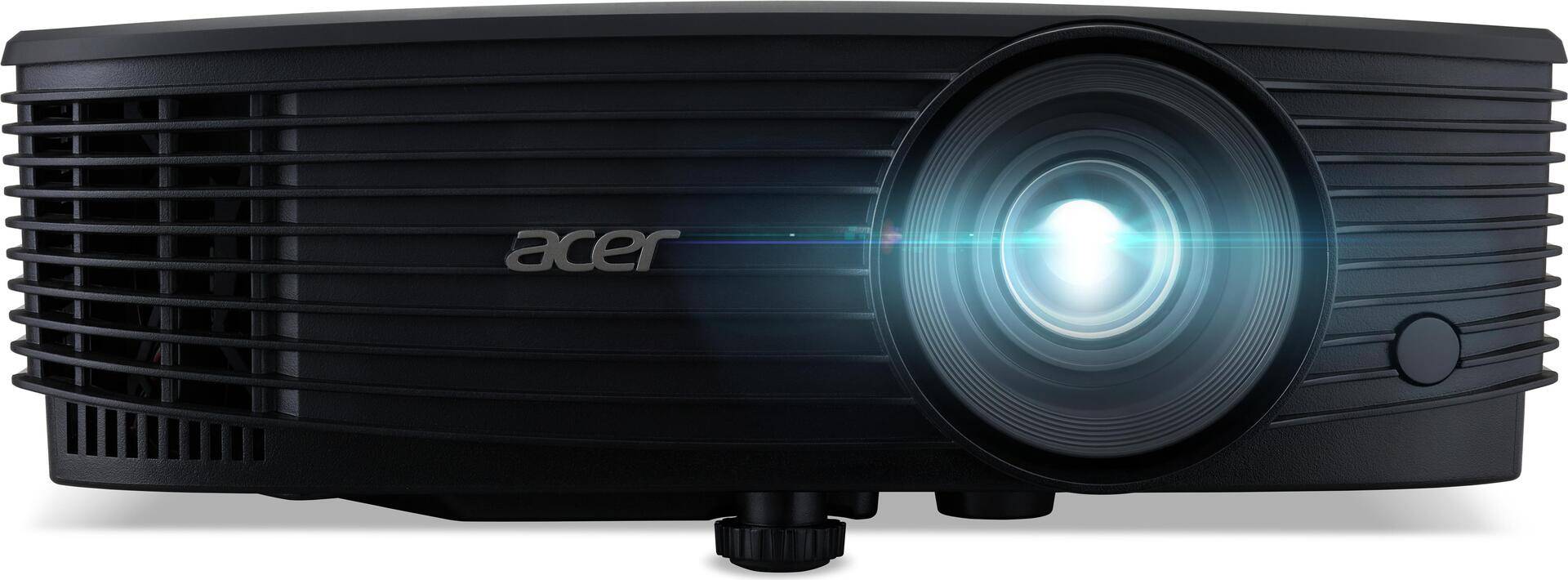 Acer X1329WHP. Projektorhelligkeit: 4800 ANSI Lumen, Projektionstechnologie: DLP, native Auflösung des Projektors: WXGA (1280x800). Typ der Lichtquelle: Lampe, Lampenleistung: 210 W. Analoges Signalformatsystem: NTSC, PAL, SECAM, Unterstützte Grafik-Auflösungen: 1280 x 800 (WXGA), 1920 x 1200 (WUXGA). RMS-Leistung: 3 W. Produkttyp: Standard Throw-Projektor, Marktpositionierung: Präsentation, Produktfarbe: Schwarz (MR.JUK11.001) von Acer