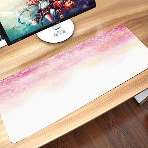 Gaming-Mauspad Gummiunterseite,Blume, dekorativer bunter Steigungs-Hibiskus blüht einfache Blumen-Ombre-Effe,Schreibtischunterlage Abwischbar Anti Rutsch Matte Multifunktionales Office Mousepad60x35cm von Acer