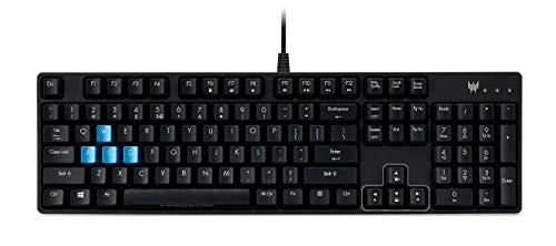 Predator Aethon 300 Gaming Keyboard (mechanische QWERTZ-Tastatur, Intensive Teal Blue Beleuchtung, 9 Lichteffekte, Anti-Ghosting-Unterstützung, 1,8m Kabellänge) schwarz von Acer